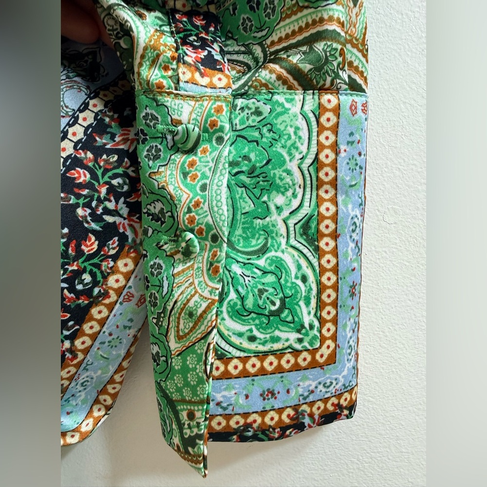 Luxxel Green and Blue Paisley Mini Dress Size S - Picture 11 of 12